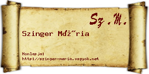 Szinger Mária névjegykártya