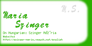 maria szinger business card